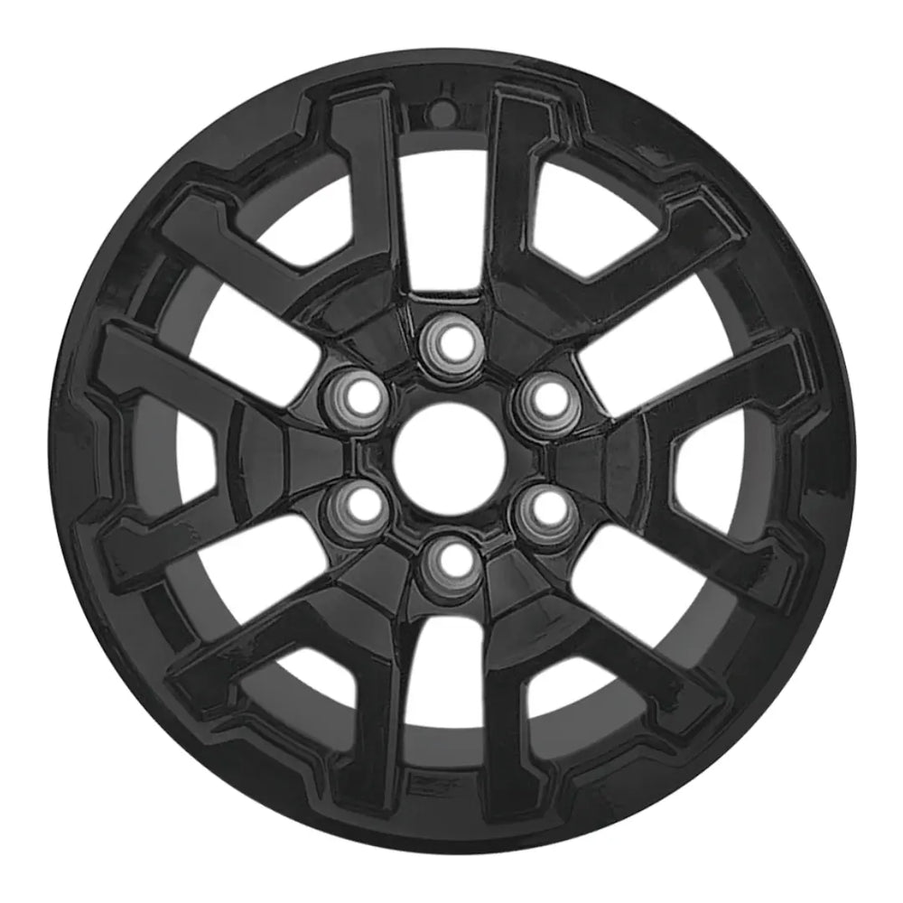 17-inch Ford Bronco OEM wheel ALY00466U45. Black rim front view.