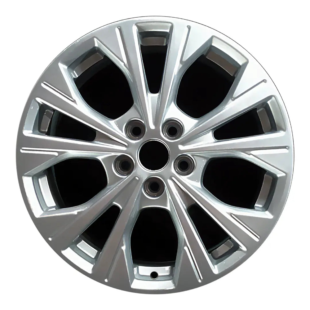 17-inch Ford Escape OEM wheel ALY10465U20. Silver rim front view.