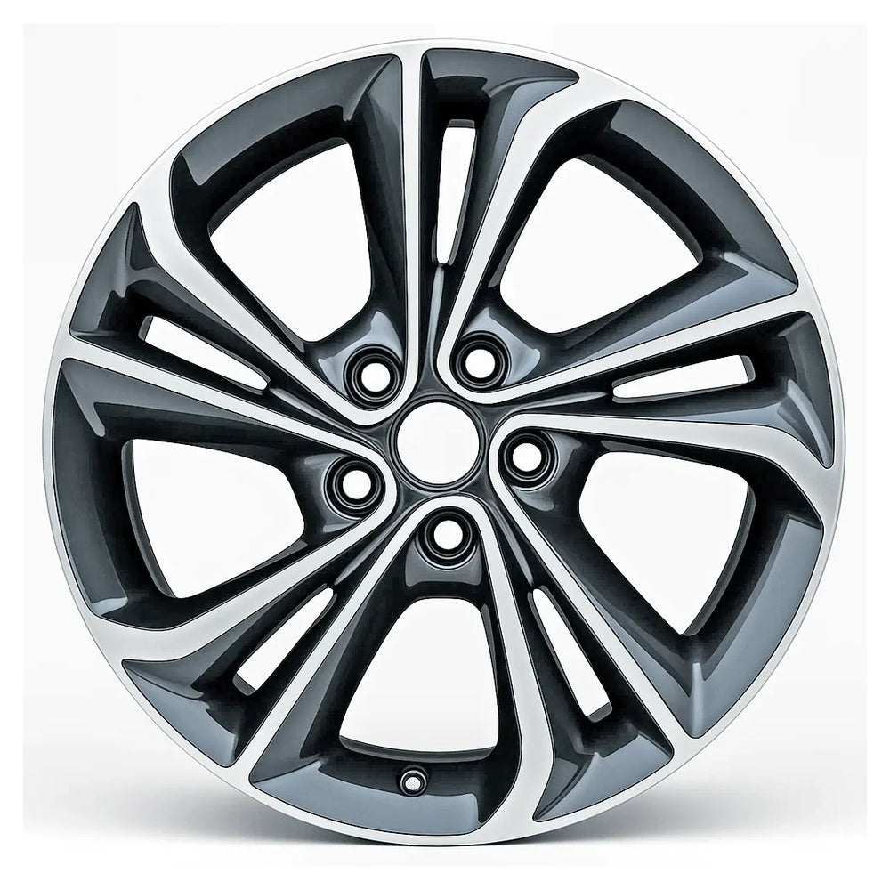 18-inch Buick Encore GX OEM wheel ALY14005U30. Machined face Charcoal rim front view.