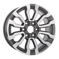 Angle view of the 18 GMC Trucks wheel replacement 2019-2022 machined charcoal replica rim ALY05909U30N
