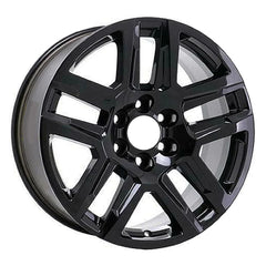 Angle view of the Black 20" 2019-2023 Chevy Silverado wheel replacement 5913 replica rim 23376225