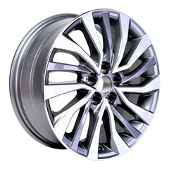 Angle view of the 16x6.5 Machined Charcoal 2017-2020 Toyota Corolla replica rim ALY75207U35N. Wheel replacement part 4261102M90