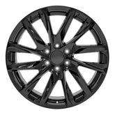 Front view of a 22x9 replacement Black wheel for Chevy Trucks replica rim 9511087