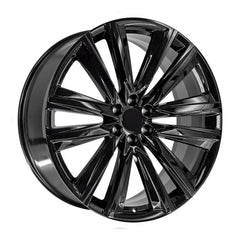 Angle view of a 26x10 Gloss Black wheel replacement for Cadillac Escalade replica rim 9511082