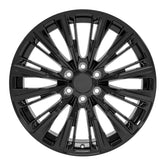Front view of a 22x9 Satin Black wheel for Chevy Trucks replica rim replacement 9511018