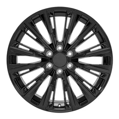 Front view of a 22x9 Satin Black wheel for Chevy Trucks replica rim replacement 9511018
