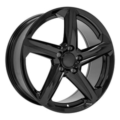 Angle view of a 19x8.5 Black wheel replacement for Chevy Corvette replica rim 9511107