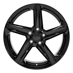 Front view of a 19x8.5 Black wheel replacement for Chevy Corvette replica rim 9511107
