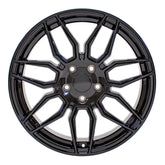 Front view of a 19x8.5 Gloss Black wheel replacement for Chevy Corvette replica rim 9511117