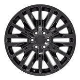Front view of a 22x9 Black wheel replacement for Cadillac Escalade replica rim 9511413