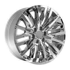 Angle view of a 22x9 Chrome wheel replacement for Cadillac Escalade replica rim 9511414