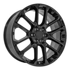 Angle view of a 24x10 Black wheel replacement for Chevy Truck replica rim 9510991