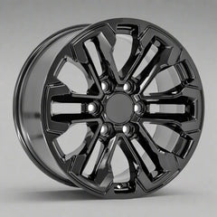 Angle view of an 18x8.5 Gloss Black wheel replacement for Cadillac Escalade replica rim 9511407