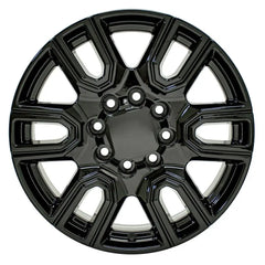 Front view of a 20x8.5 Black wheel replacement for Chevy Truck replica rim 9510937