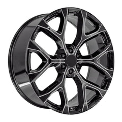 Angle view of a 26x10 Machined Milled Black wheel replacement for Chevy Trucks replica rim 9511055