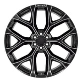 Front view of a 26x10 Machined Milled Black wheel replacement for Chevy Trucks replica rim 9511055