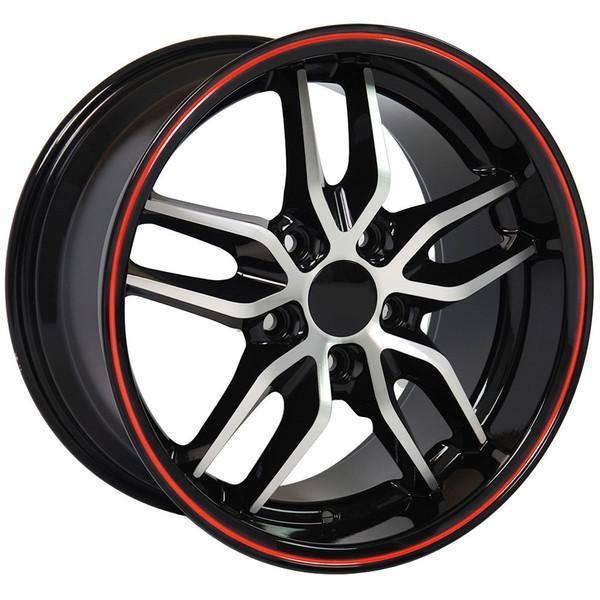 18" Black Machined Red wheel replacement for Chevy Camaro 1993-2002. Replica Rim 9506932