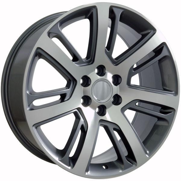24" Machined Gunmetal wheel replacement for Chevy C2500 1988-2000. Replica Rim 9498987