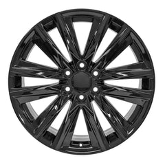 Front view of a 22x9 Black wheel replacement for Cadillac Escalade replica rim 9510951