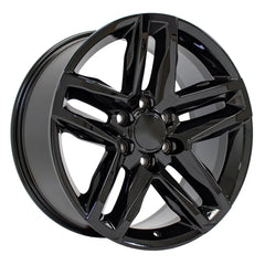 Angle view of a 20x9 Black wheel replacement for Chevy Silverado replica rim 9510946