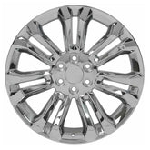 Front view of a 22x9 Chrome wheel replacement for Chevy Silverado replica rim 9510978