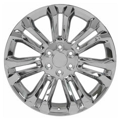 Front view of a 22x9 Chrome wheel replacement for Chevy Silverado replica rim 9510978