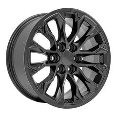Angle view of a 17x8 Black wheel replacement for Chevy Colorado replica rim 9510956