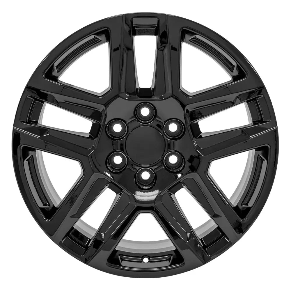 Front view of a 20x9 Black wheel replacement for Chevy Silverado replica rim 9511033