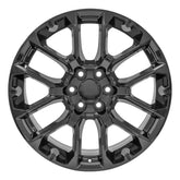 Front view of a 22x9 Black wheel replacement for Chevy Suburban replica rim 9510988