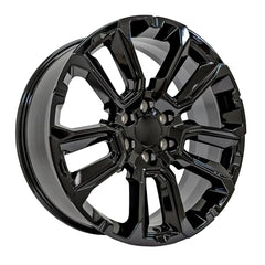 Angle view of a 22x9 Black wheel replacement for Chevy Suburban replica rim 9510994
