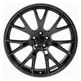Front view of a 20x10 Black wheel replacement for Chrysler 300 replica rim 9511051
