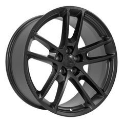 Angle view of a 20x9 Black wheel replacement for Dodge Challenger replica rim 9511046