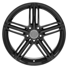 Front view of a 18x8 Black wheel replacement for Audi Volkswagen replica rim 8525920