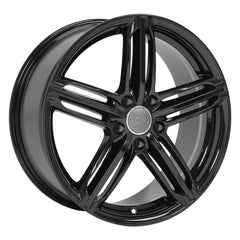 Angle view of a 18x8 Black wheel replacement for Audi Volkswagen replica rim 8525920