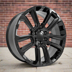 Angle view of a 24x10 Black wheel replacement for Cadillac Escalade replica rim 9510999
