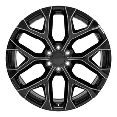Front view of a 24x10 Black wheel replacement for GM Trucks replica rim 9510967