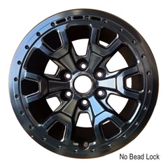 17-inch Ford Bronco OEM wheel ALY00467U45. Black rim front view without a Bead Lock