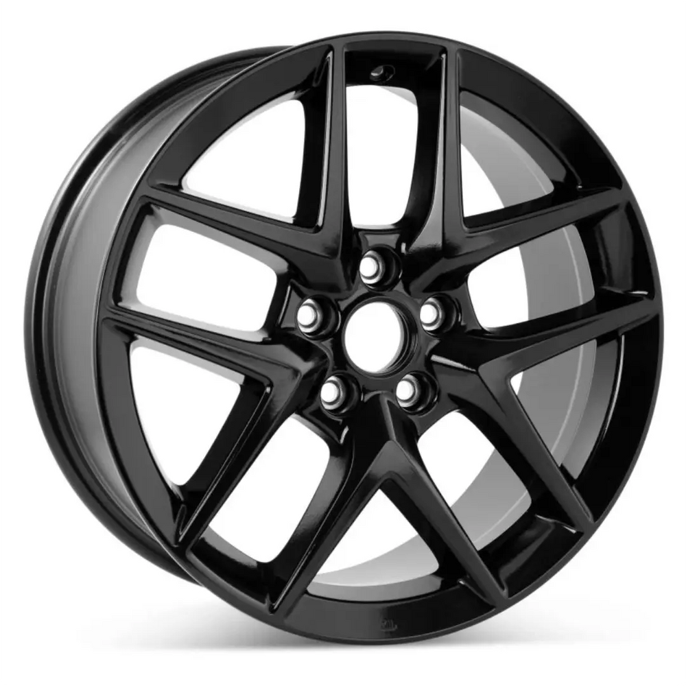 Angle view of a Gloss Black 18x8" Honda Civic wheel replacement 2022-2023 replica rim ALY95301U45N, 42700T20A71