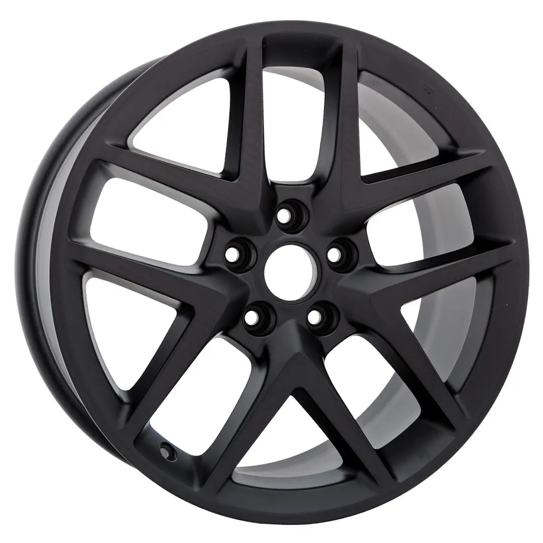 Angle view of a Satin Black 18x8" Honda Civic wheel replacement 2022-2023 replica rim ALY95301U47N, 42700T20A71