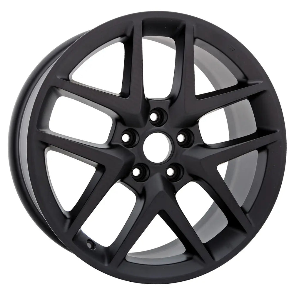 Angle view of a Satin Black 18x8" Honda Civic wheel replacement 2022-2023 replica rim ALY95301U47N, 42700T20A71