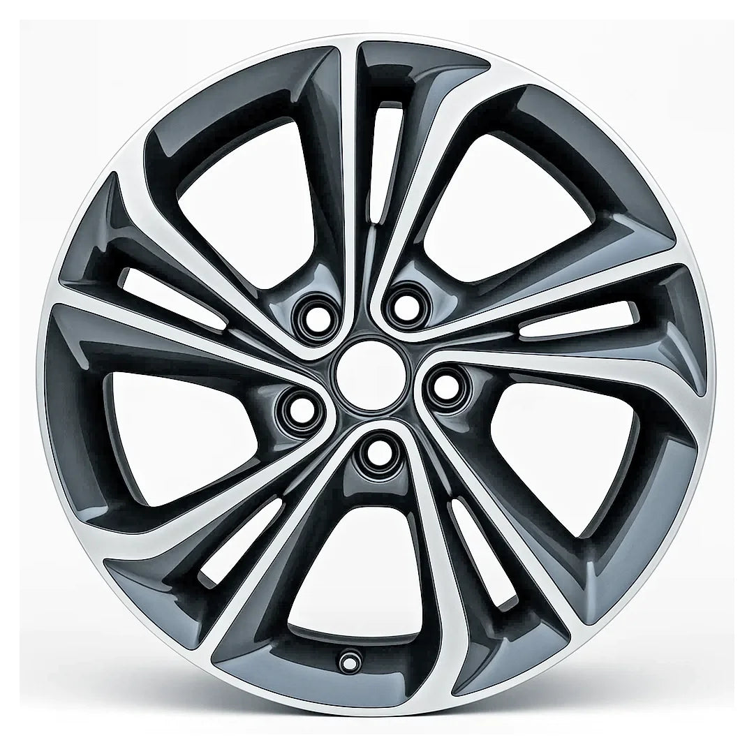 18-inch Buick Encore GX OEM wheel ALY14005U30. Machined face Charcoal rim front view.