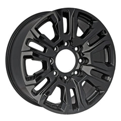 Angle view of the 20" 2021-2023 Black GMC Sierra 2500 3500 wheel replacement ALY14026U45N replica rim 84742708