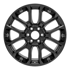 Front view of the 22" 2022-2024 Chevy Silverado wheel replacement ALY14079U45N Black replica rim 84802386
