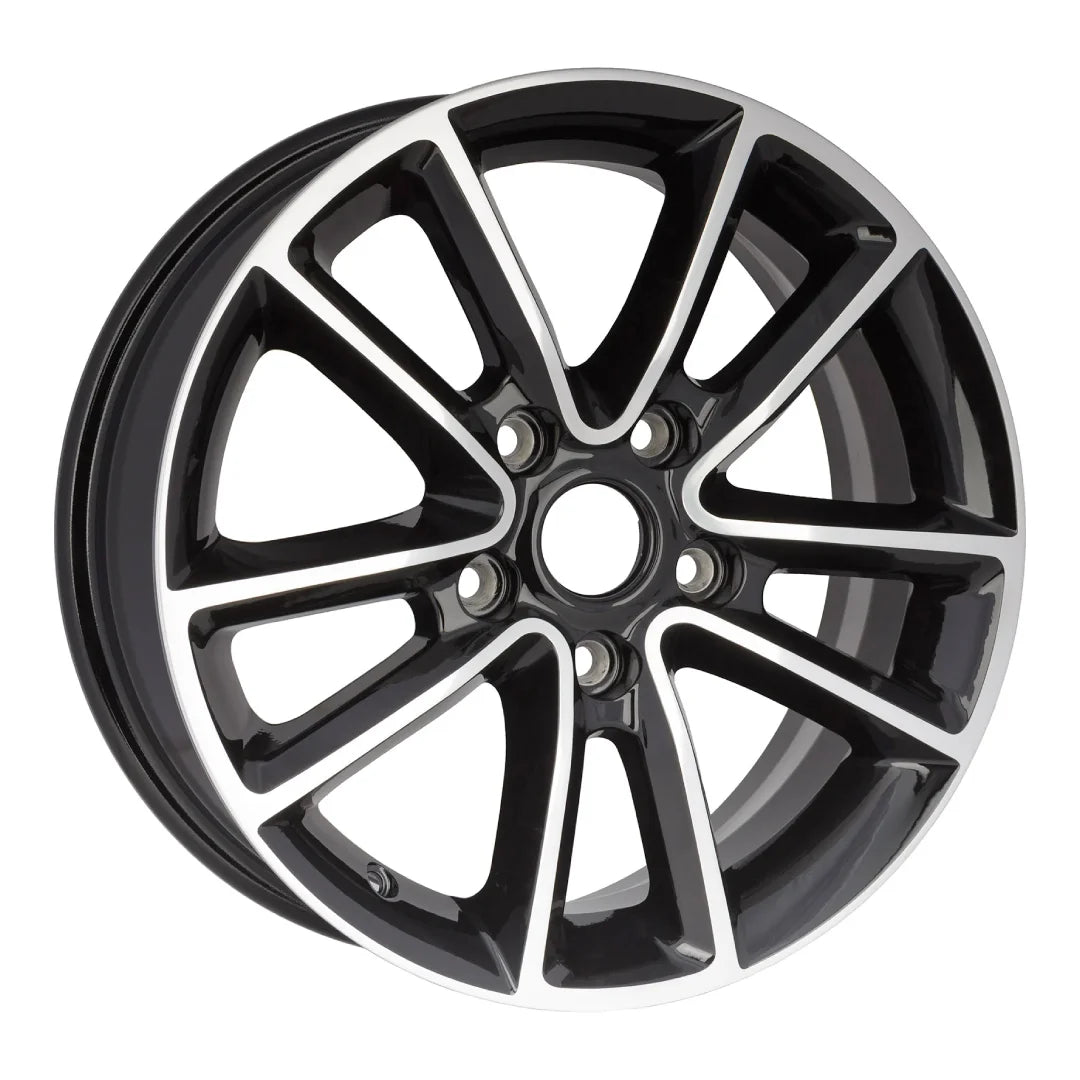 Angle view of the 17-inch machined black Dodge Grand Journey wheel replacement 2020-2021 replica rim ALY02399U90N