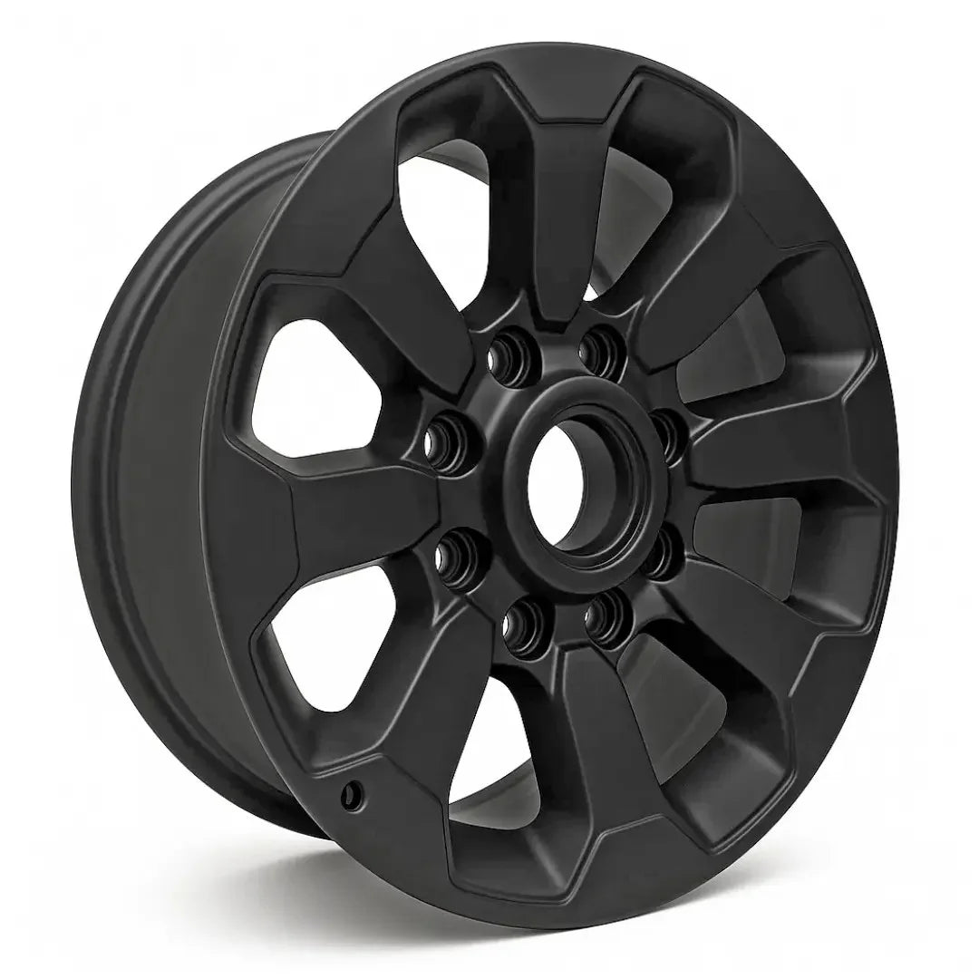 Angle view of the 1-in black Dodge Ram 2500 3500 wheel replacement 2017-2023 replica rim ALY02599U90N
