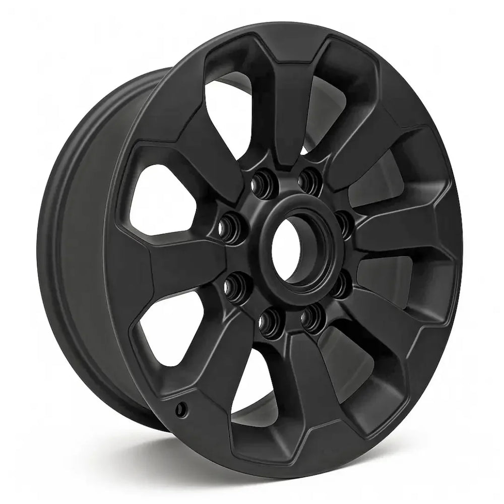 Angle view of the 1-in black Dodge Ram 2500 3500 wheel replacement 2017-2023 replica rim ALY02599U90N