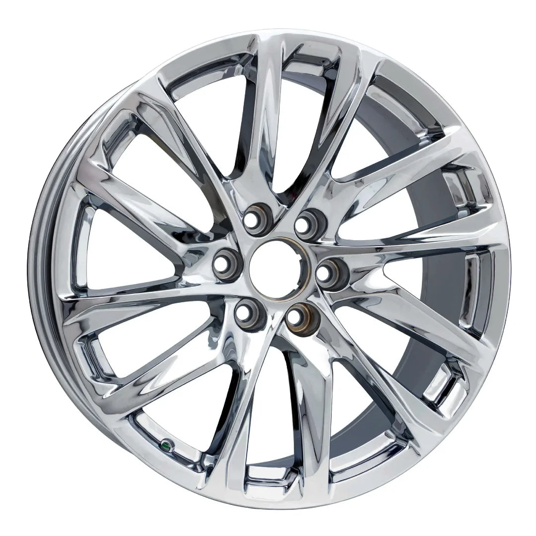 Angle view of the 22-inch Chrome Cadillac Escalade wheel replacement 2021-2023 replica rim ALY04875U85N