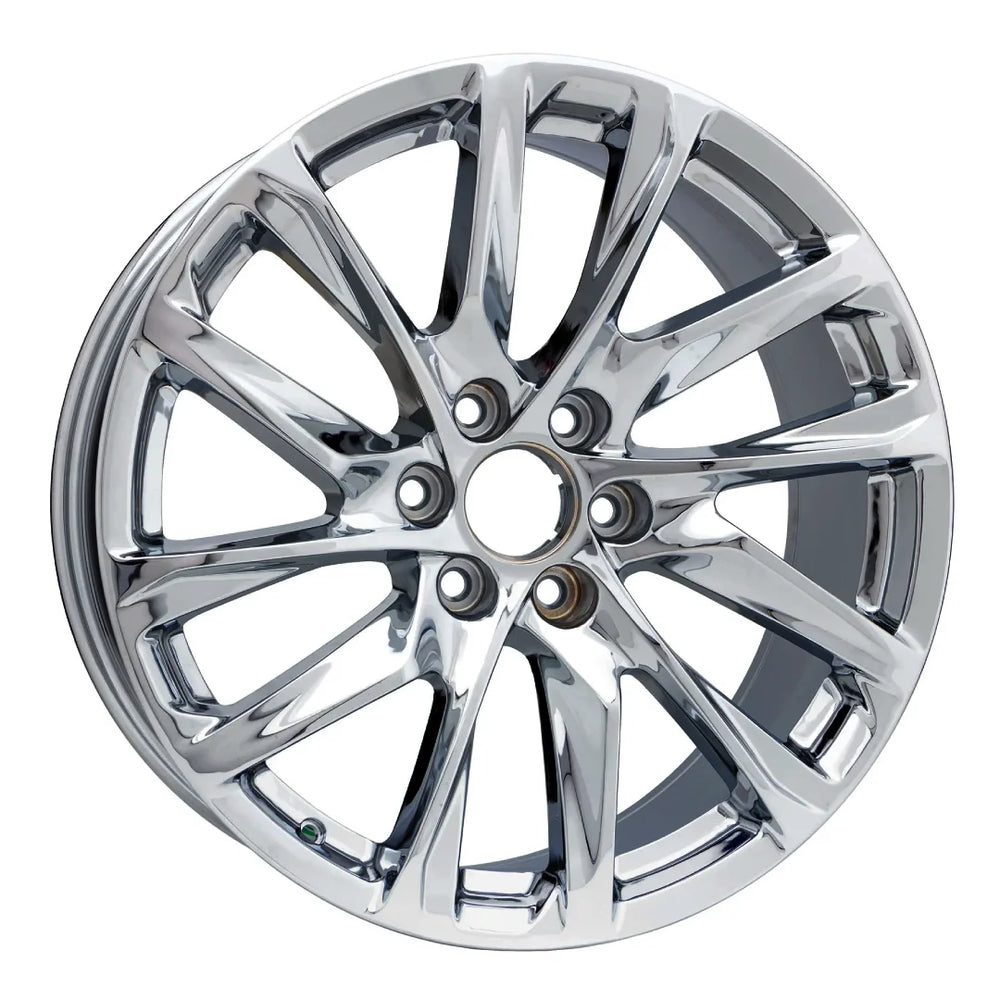 Angle view of the 22-inch Chrome Cadillac Escalade wheel replacement 2021-2023 replica rim ALY04875U85N