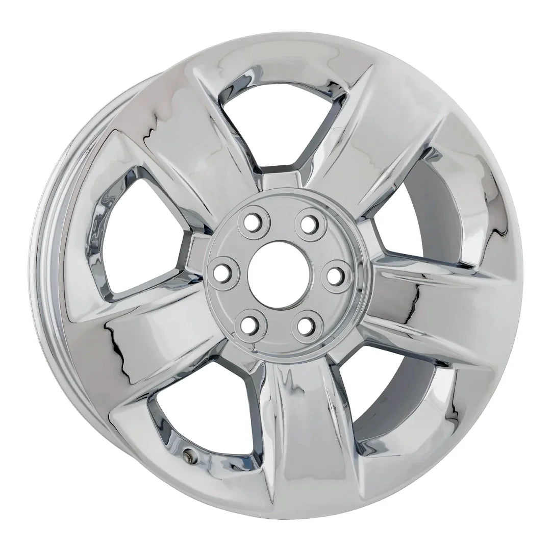 Angle view of the 20-inch Chrome Chevy Silverado wheel replacement 2014-2020 replica rim ALY05651U85N