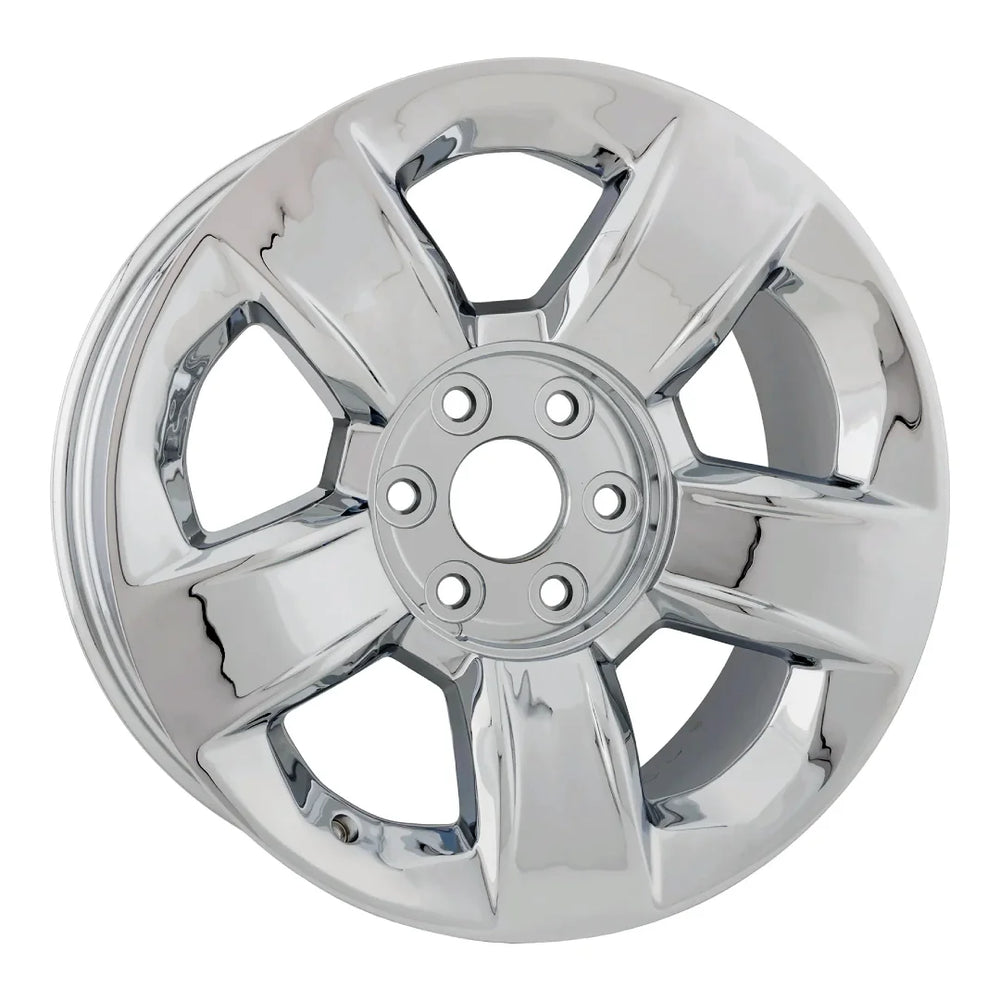 Angle view of the 20-inch Chrome Chevy Silverado wheel replacement 2014-2020 replica rim ALY05651U85N